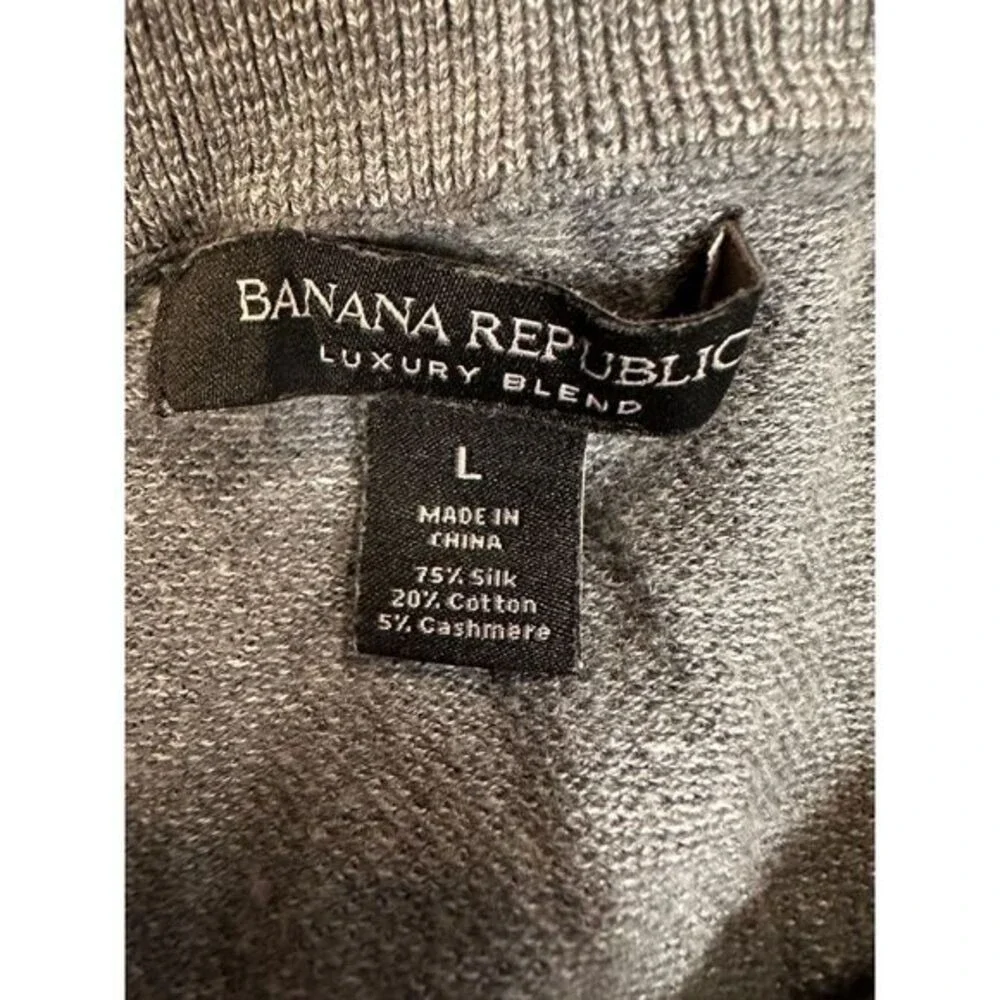 Banana Republic Sweater Mens Large Grey Colorblock Luxury Silk Cashmere Pullover
